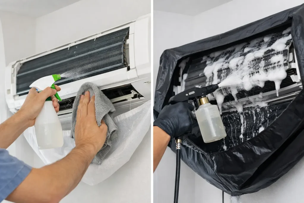 Standard Wash vs Chemical Wash for Aircons